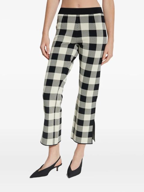 Posse gingham-check cropped trousers - White