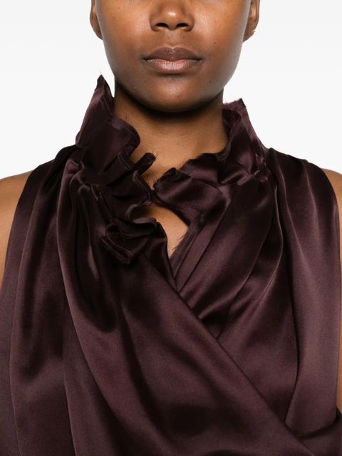 KHAITE draped-details cowl-neck maxi dress - Brown