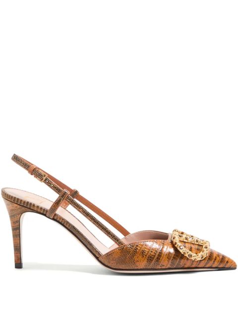 Valentino Garavani 80mm VLogo Signature slingback pumps - Brown - zdjęcie produktu nr 1