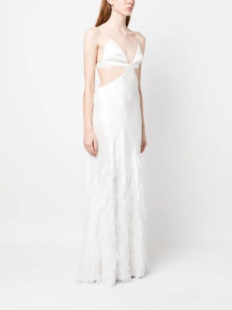 Cult Gaia Raisa feather-embellished gown - White