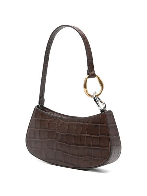 STAUD Ollie crocodile-effect shoulder bag - Brown
