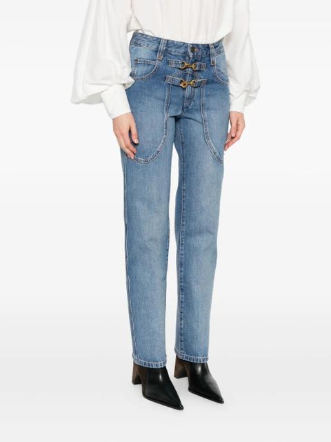 ISABEL MARANT buckled patch-pocket jeans - Blue