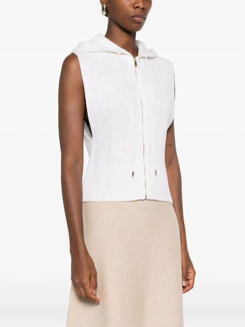 Max Mara zip-up sleeveless hoodie - White