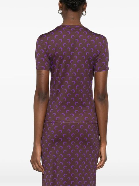 Marine Serre moon-print T-shirt - Brown