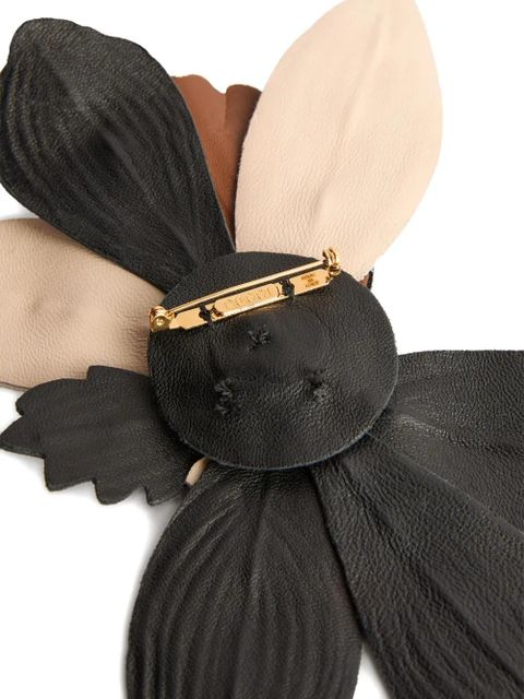 PUCCI leather flower brooch - Black