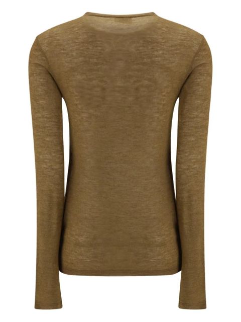 Saint Laurent crew-neck long-sleeve T-shirt - Brown