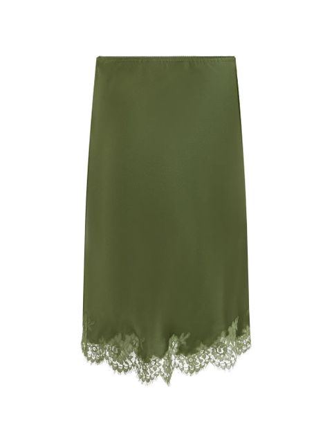 Saint Laurent lace-trimmed midi skirt - Green - zdjęcie produktu nr 2