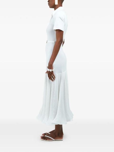 Rowen Rose pleated maxi polo dress - White