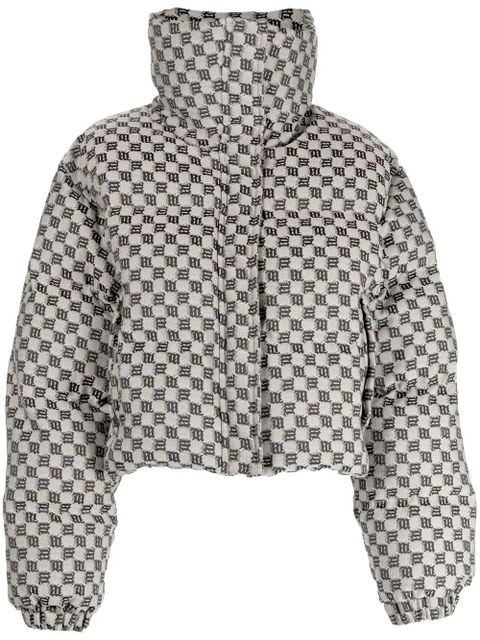 MISBHV monogram-print cropped puffer jacket - Neutrals - zdjęcie produktu nr 1