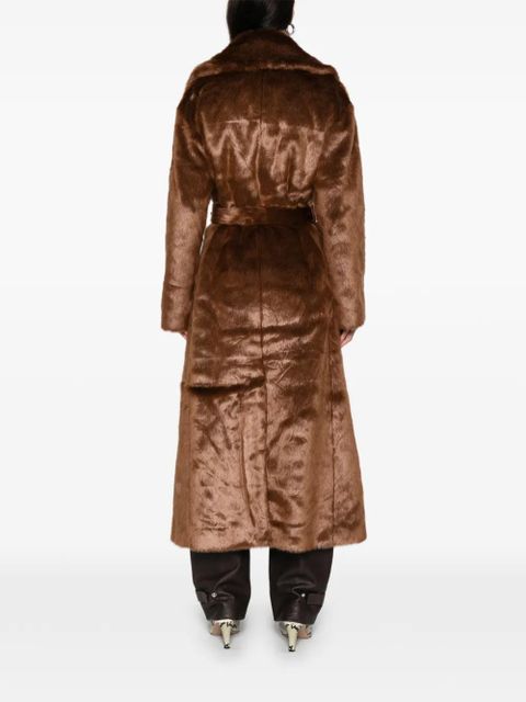 The Frankie Shop Joni belted faux fur maxi coat - Brown