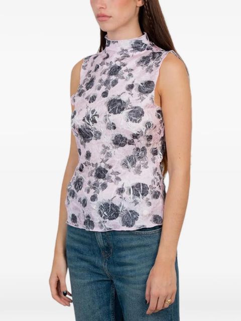 GANNI floral-print top - Pink