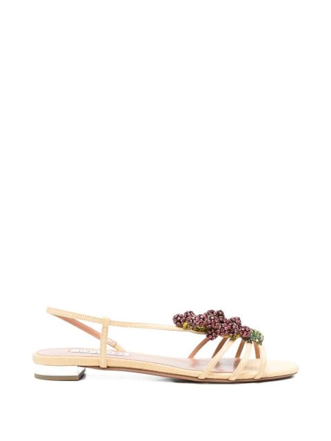 Aquazzura crystal-embellished raffia sandals - Neutrals - zdjęcie produktu nr 1