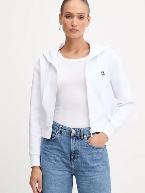 Armani Exchange bluza damska kolor biały z kapturem gładka XW000822 AF10818 - zdjęcie produktu nr 1
