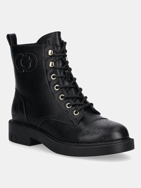 Guess botki FYNNE damskie kolor czarny na płaskim obcasie FLTFNE FAL10 - zdjęcie produktu nr 1