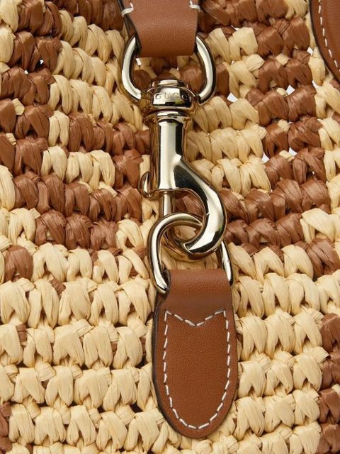 Gucci small horsebit straw tote bag - Neutrals