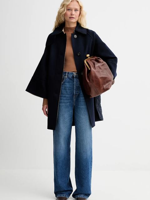 Weekend Max Mara płaszcz z dodatkiem wełny RUFO kolor granatowy 2525496012600 - zdjęcie produktu nr 2