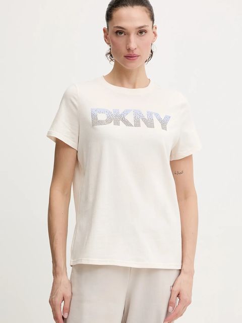 Dkny t-shirt bawełniany damski kolor beżowy DP6T1557 - zdjęcie produktu nr 1