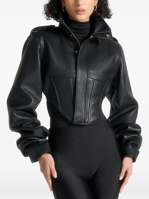 Manière De Voir Solange tacked-sleeve corset jacket - Black