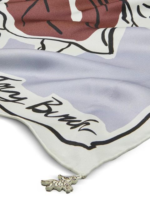 Tory Burch Cherubs silk square scarf - Grey