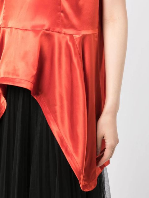 Comme Des Garçons asymmetric-hem satin top - Red