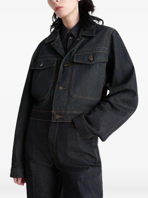 LEMAIRE button-fastening patch-pocket denim jacket - Black
