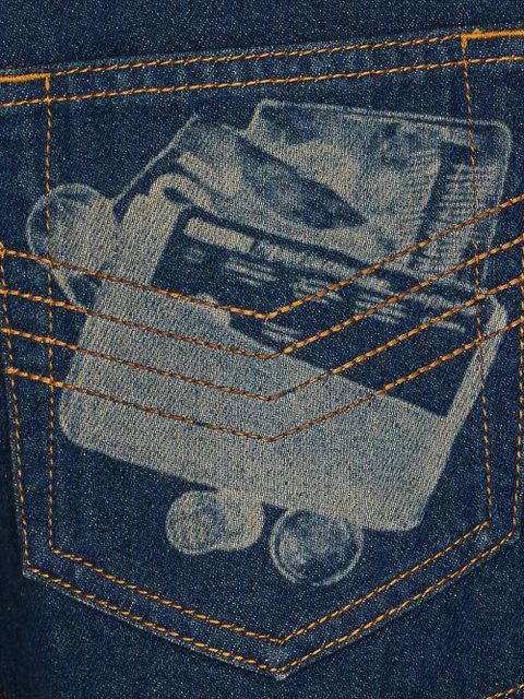 Jean Paul Gaultier denim printed mini shorts - Blue