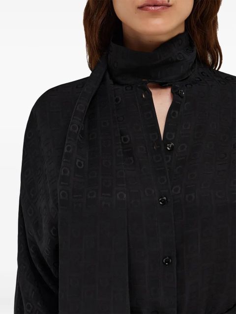Ferragamo sash-collar silk blouse - Black