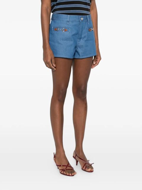 Gucci horsebit-detail cotton denim shorts - Blue