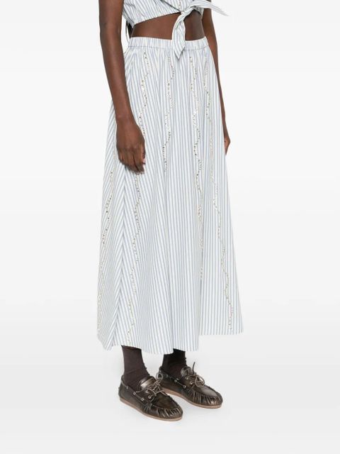 SANDRO striped-pattern embellished skirt - White
