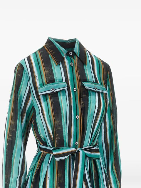 PINKO striped belted shirt dress - Green - zdjęcie produktu nr 2