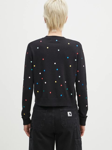 Fiorucci kardigan wełniany Confetti Dot Print Logo damski kolor czarny W02SPKCA337KN03BK01