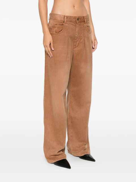 ISABEL MARANT pleat cotton straight-leg jeans - Brown