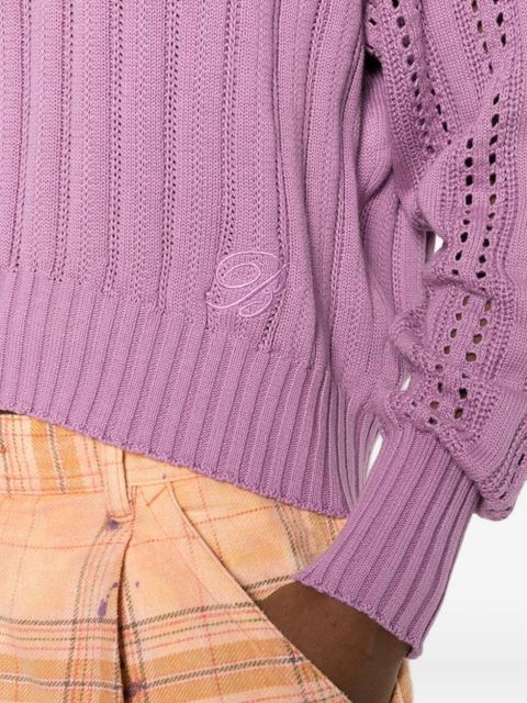 Blumarine V-neck openwork sweater - Purple