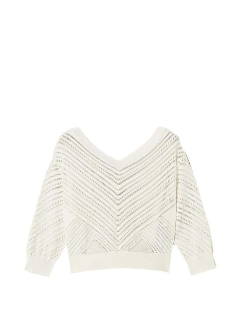 TWINSET V-neck pointelle-knit sweater - White - zdjęcie produktu nr 1