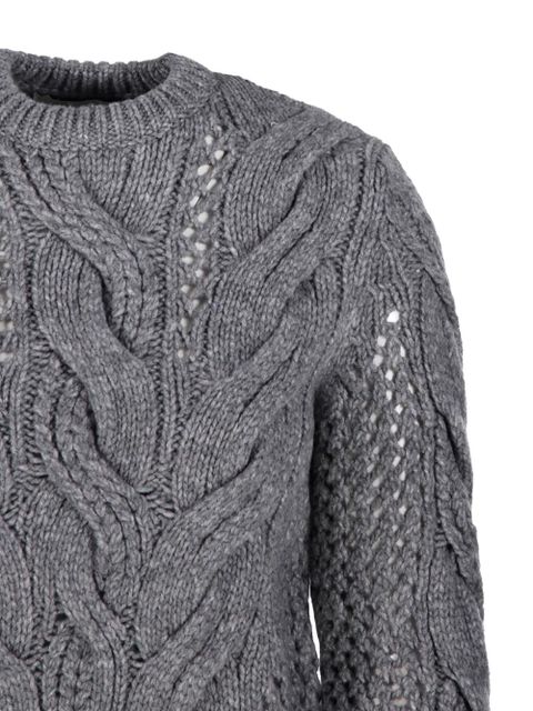 Sportmax cable-knit eyelet-detail sweater - Grey