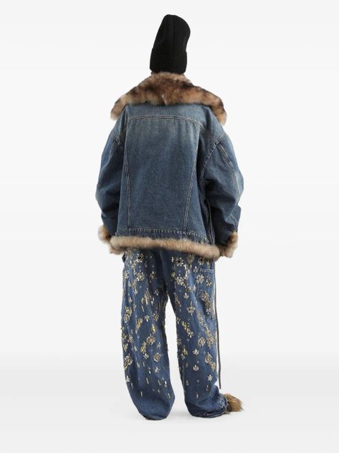 Dolce & Gabbana faux-fur detail denim coat - Blue