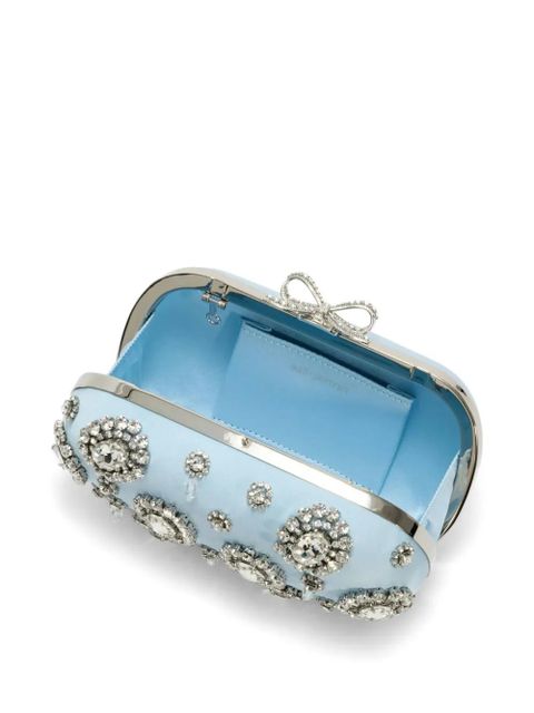 Self-Portrait embellished clutch bag - Blue