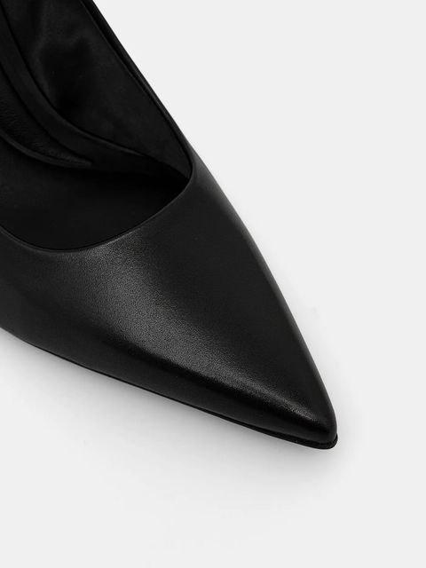 Calvin Klein szpilki skórzane ESS STILETTO HDW CHAIN LTH 90 kolor czarny HW0HW02718