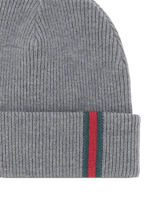Gucci ribbed web beanie - Grey