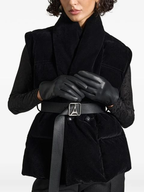 Manière De Voir Taya velvet-effect quilted puffer jacket - Black