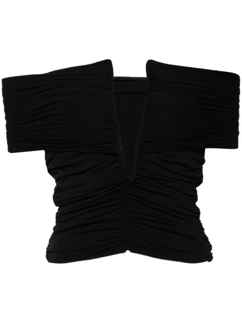 Magda Butrym ruched plunge wrap blouse - Black - zdjęcie produktu nr 1