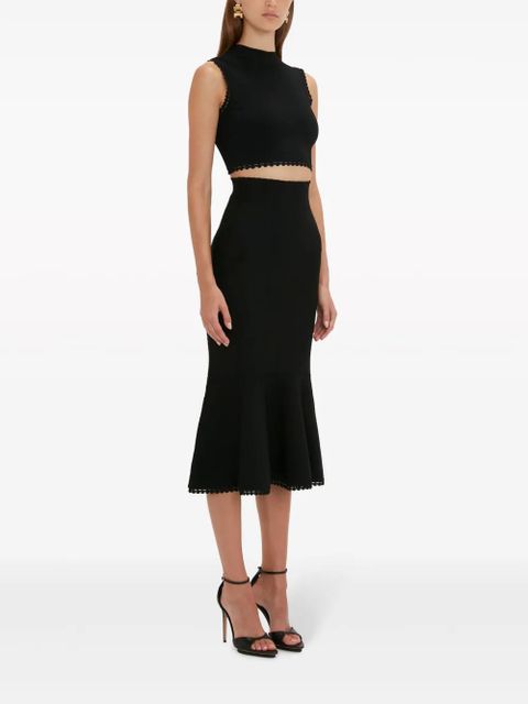 Victoria Beckham VB Body scallop-trim flared skirt - Black
