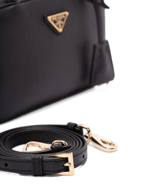 Prada triangle logo-plaque tote bag - Black