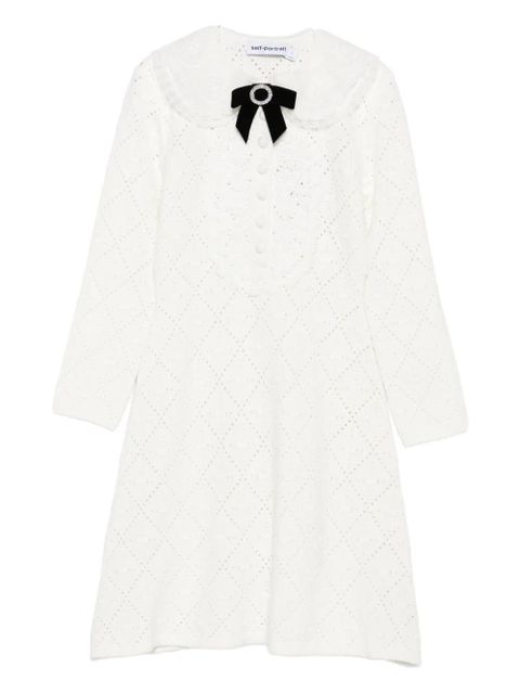 Self-Portrait bow-embellished mini dress - White