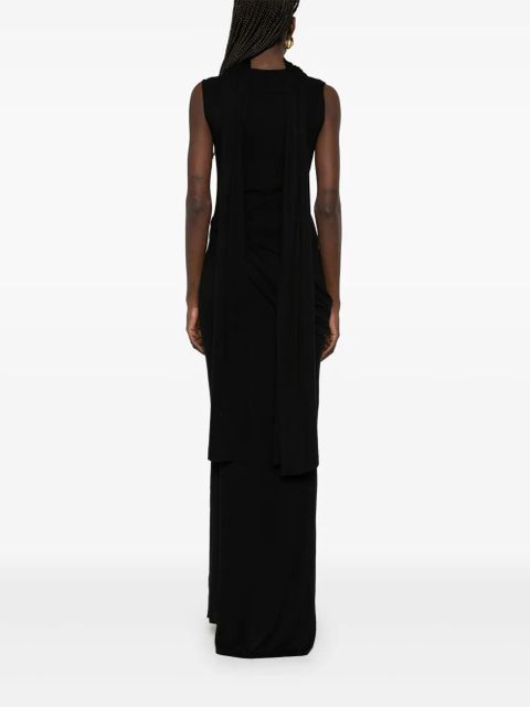 Aya Muse attached-scarf midi dress - Black