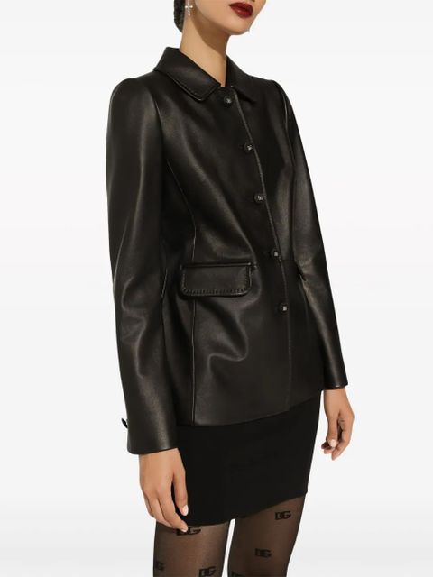 Dolce & Gabbana button-embossed leather jacket - Black