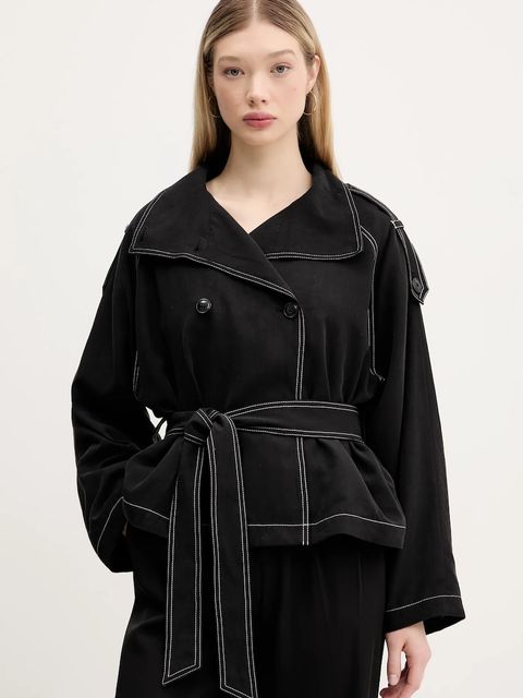 HUGO płaszcz z domieszką lnu - zdjęcie produktu nr 2