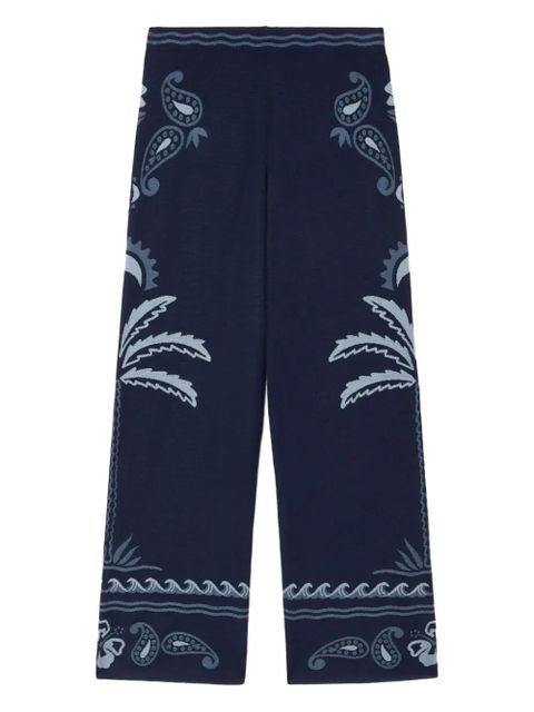 Alanui Glimpse of Eden palm-tree paisley trousers - Blue - zdjęcie produktu nr 1