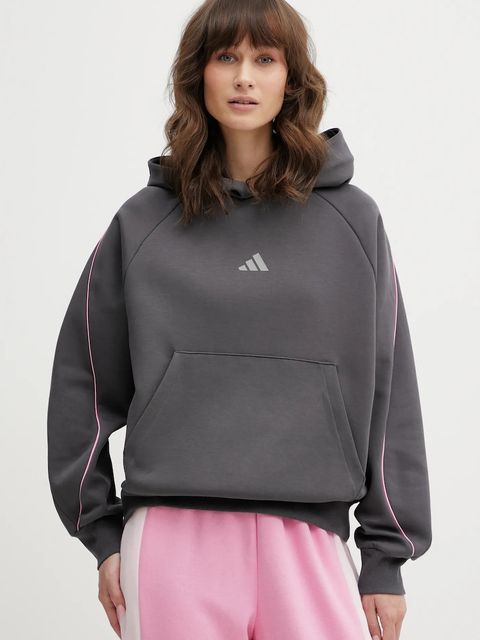 adidas bluza Stadium damska kolor szary z kapturem gładka KB4959 - zdjęcie produktu nr 1