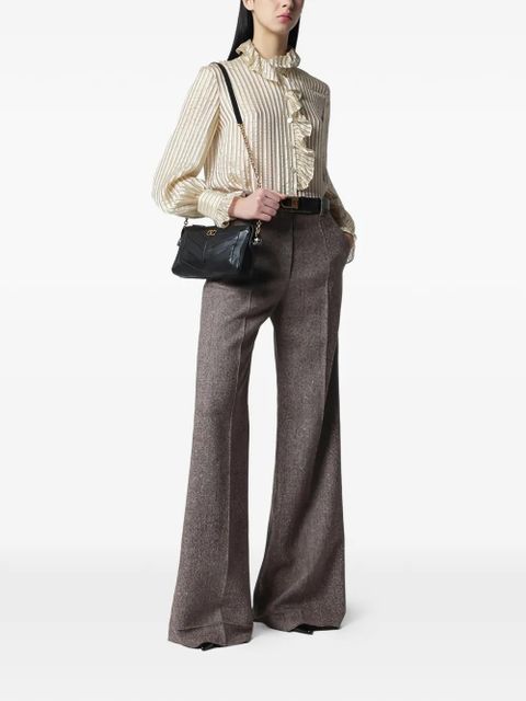 Valentino Garavani chevron-pattern logo-plaque shoulder bag - Black - zdjęcie produktu nr 2